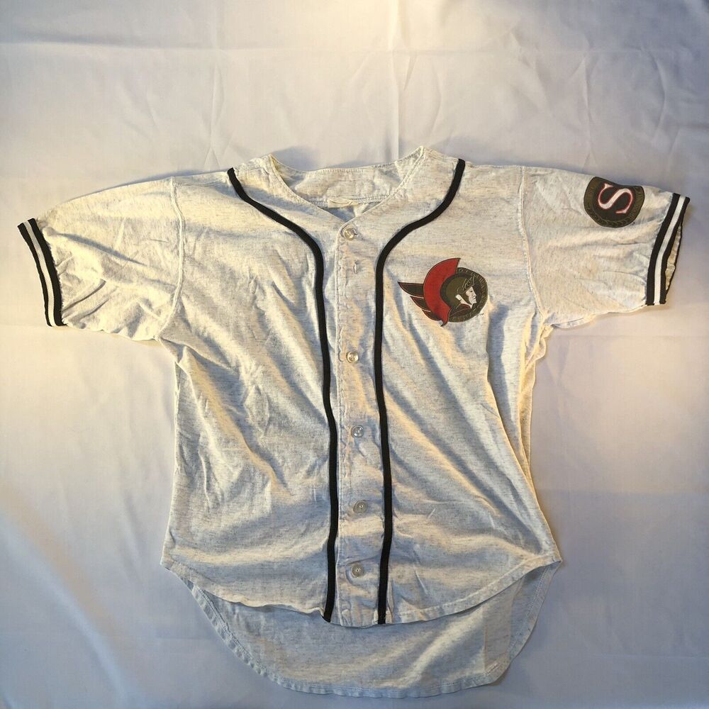 Vintage 1990’s Ottawa Senators Fabric NHL Baseball Jersey Men's S Grey